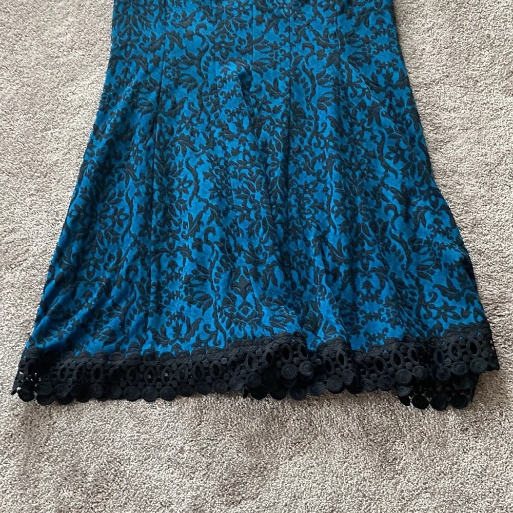 Studio One New York Black & Teal Lace Fit & Flare Dress SIZE 18W - Picture 4 of 7